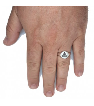 R002401 Genuine Sterling Silver Men Ring Pyramid Solid Stamped 925 Handmade